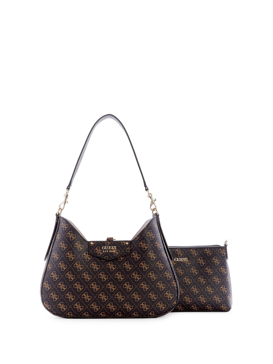 

GUESS Printed PU Structured Hobo Bag, Black
