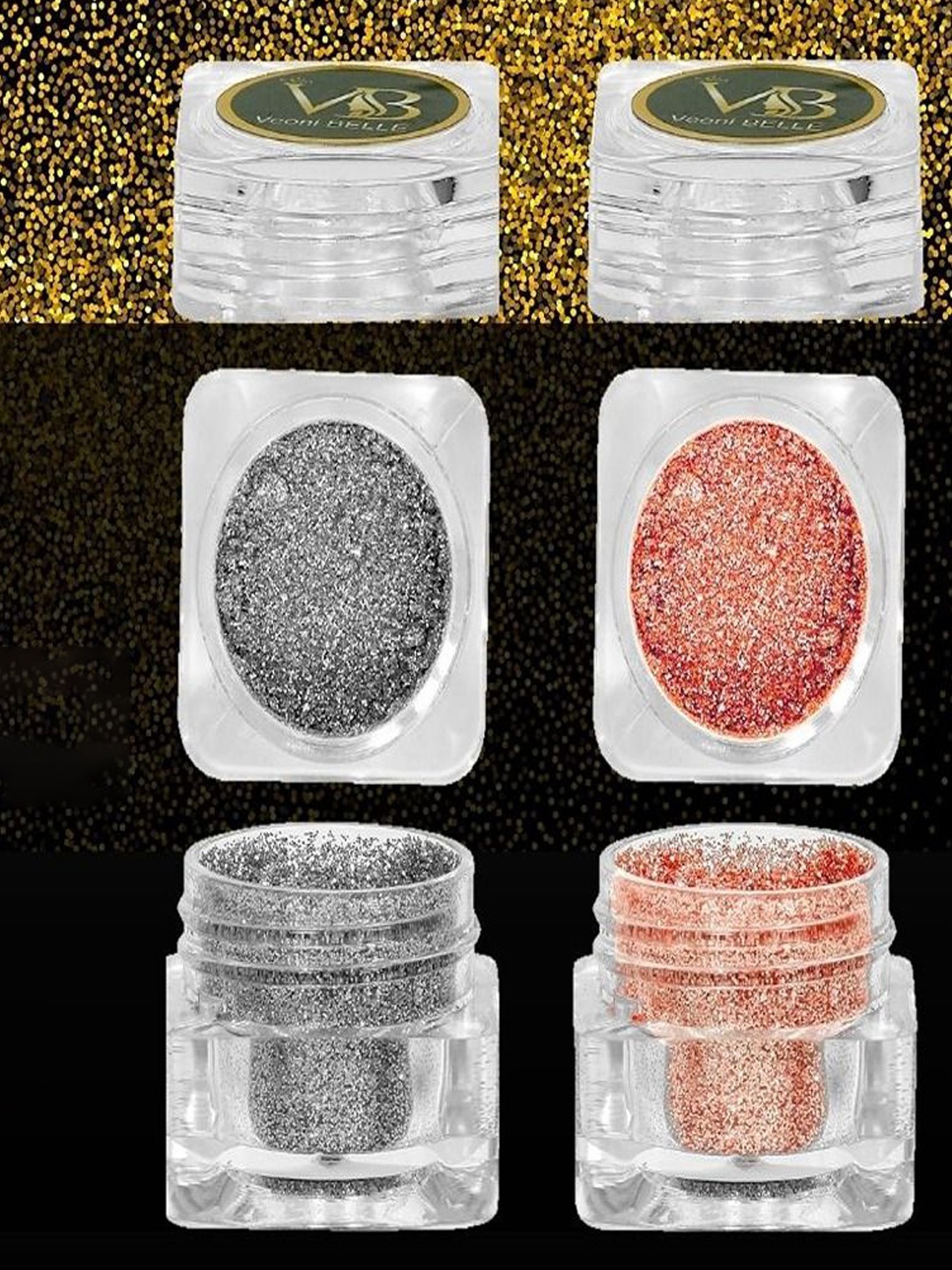 

Veoni BELLE Set Of 2 Loose Pigments HD Shimmer Eyeshadow- 5 g Each- Grey & Rose, Multi