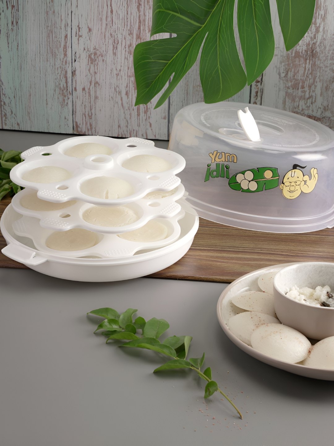 

Nayasa Microwave White Plastic Big BPA Free Food Grade Non Stick Idli Maker