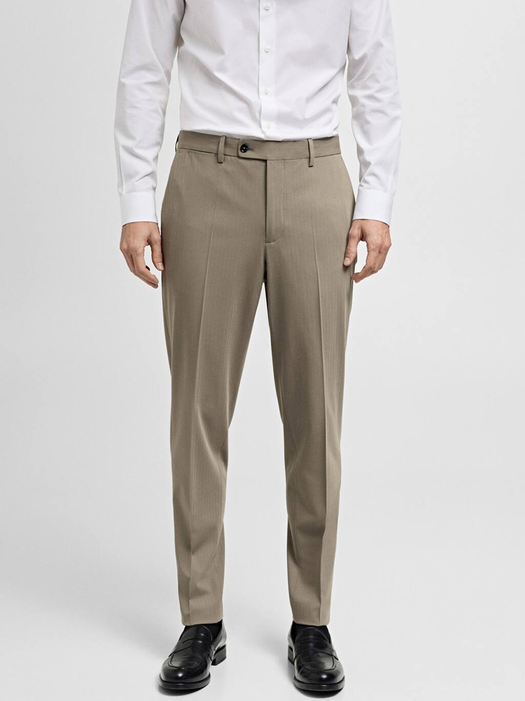 

MANGO MAN Slim Fit Formal Trousers, Beige