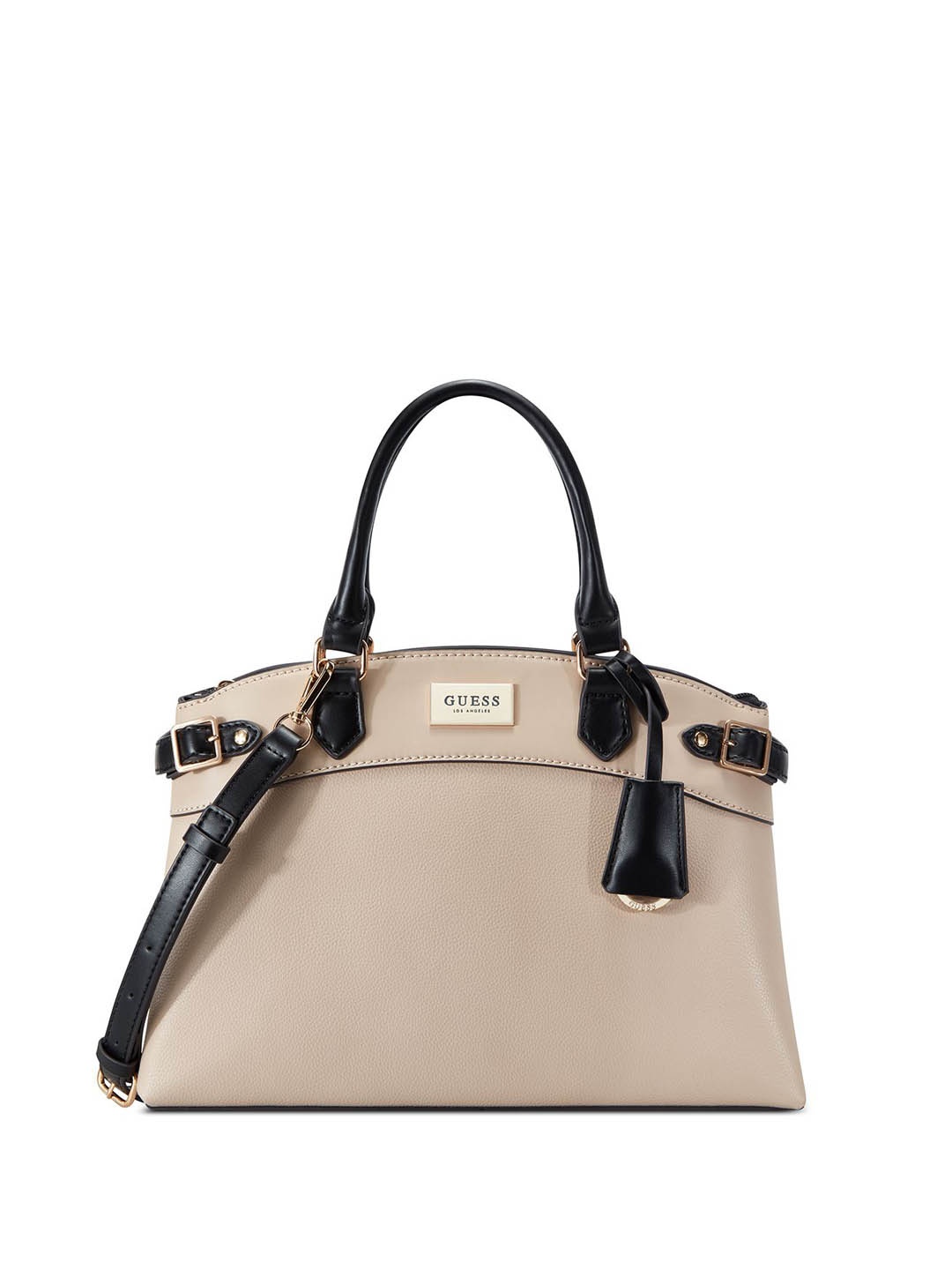 

GUESS PU Structured Satchel with Applique, Beige