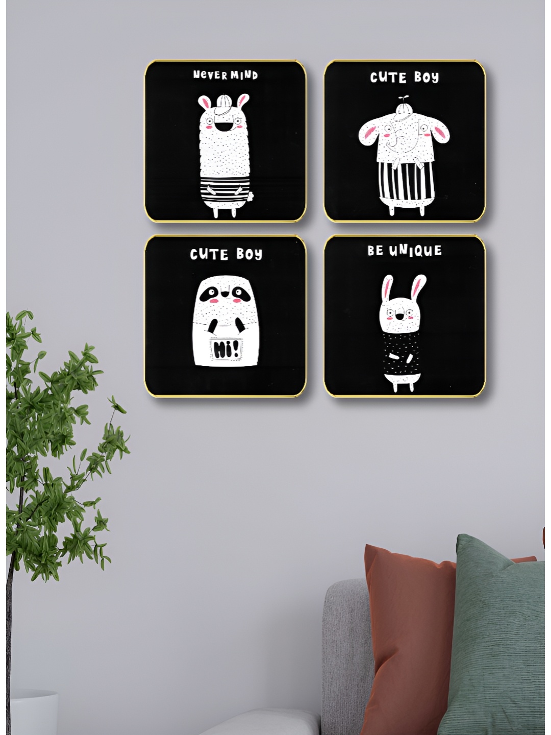 

Myntra Elegant Homes Black & White 4 Piece Wood Other Wall Paintings