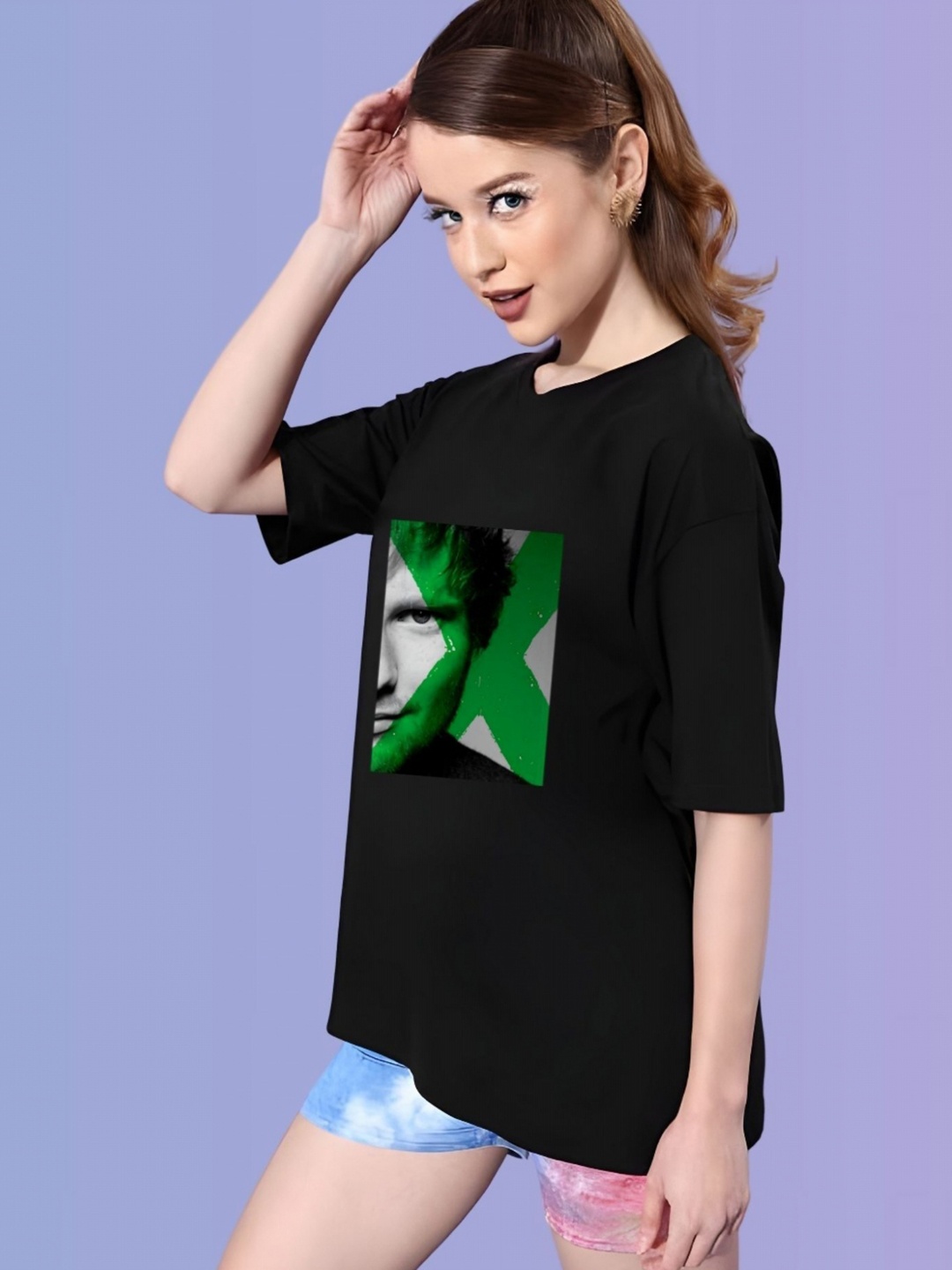 

TRENDSATTIRE Women Ed Sheeran Fan Tshirt, Black