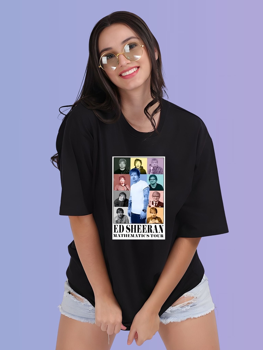 

TRENDSATTIRE Women Ed Sheeran Mathematics Tour Fan Tshirt, Black