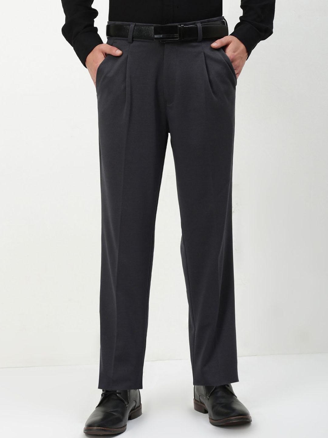 

SHOWOFF Men Cotton Comfort Low-Rise Formal Trousers, Grey