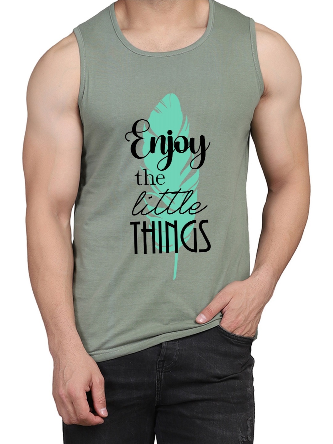 

WOOSTRO Men Pack Of 2 Typography Printed Round Neck Cotton Slim Fit T-shirts, Green