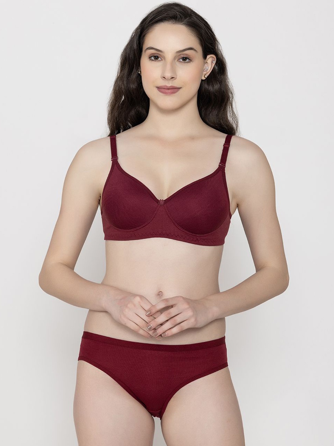 

Narsingha Dreams Women Full Coverage Shoulder Strap lingerie Set, Maroon