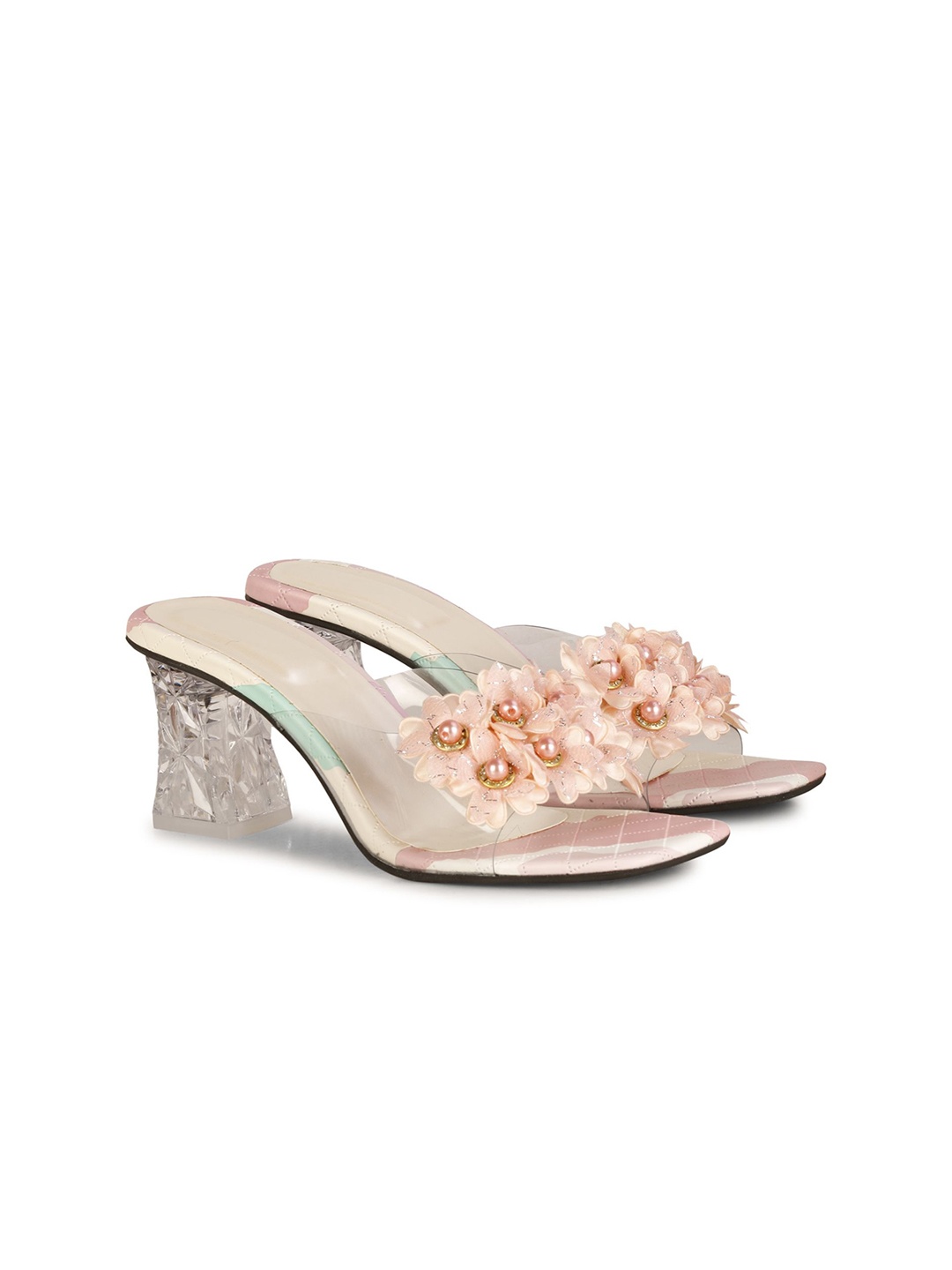 

Commander Shoes Embellished Block Mules, Pink