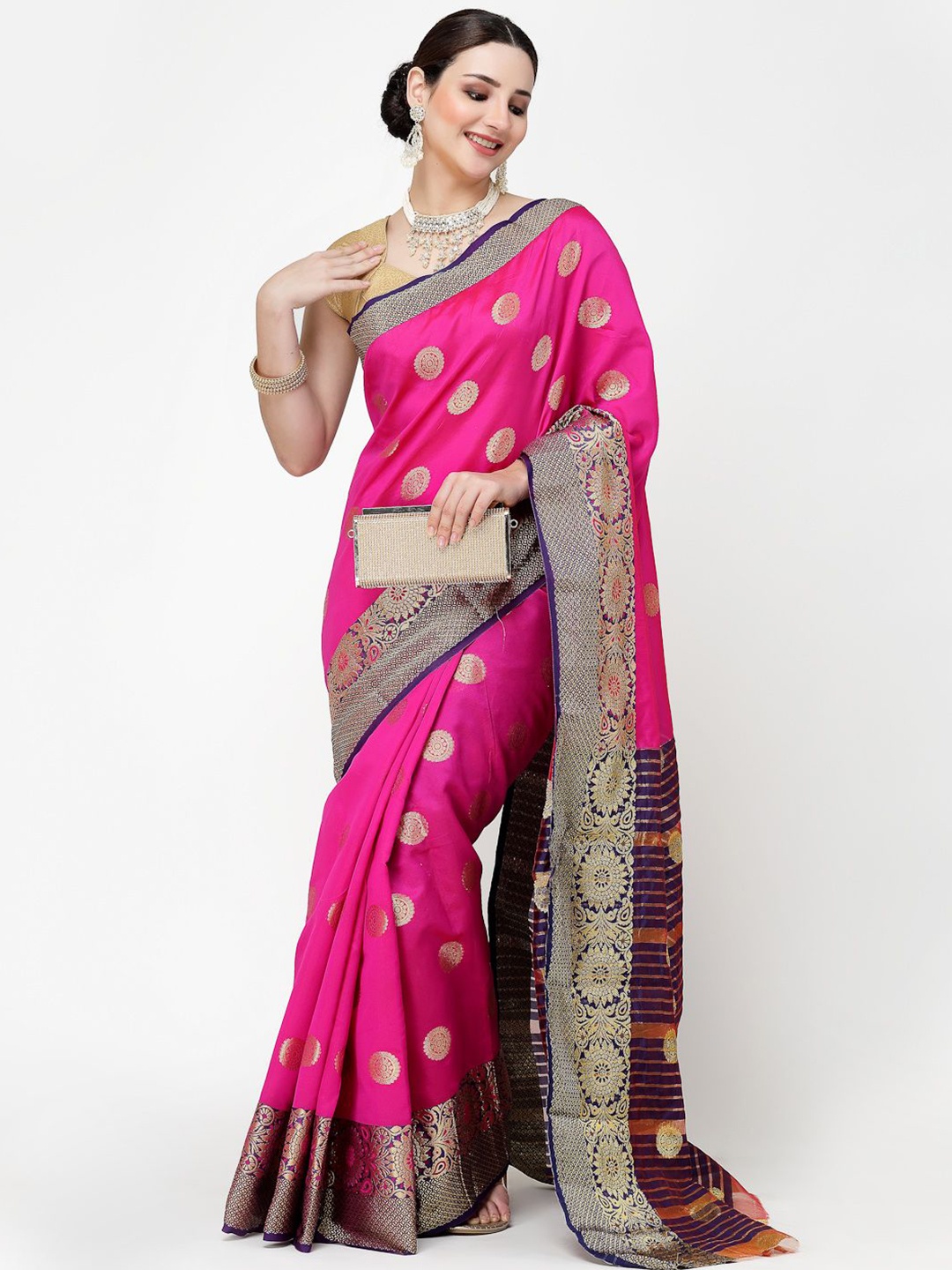 

RAJUL Woven Design Saree, Pink