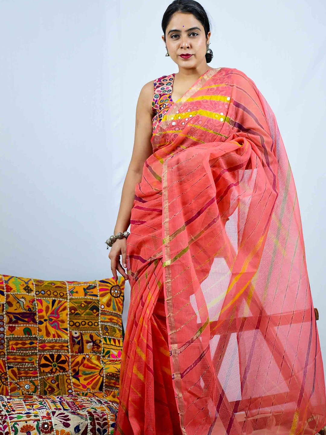 

Sundarii Meet Kota Doria Saree, Orange