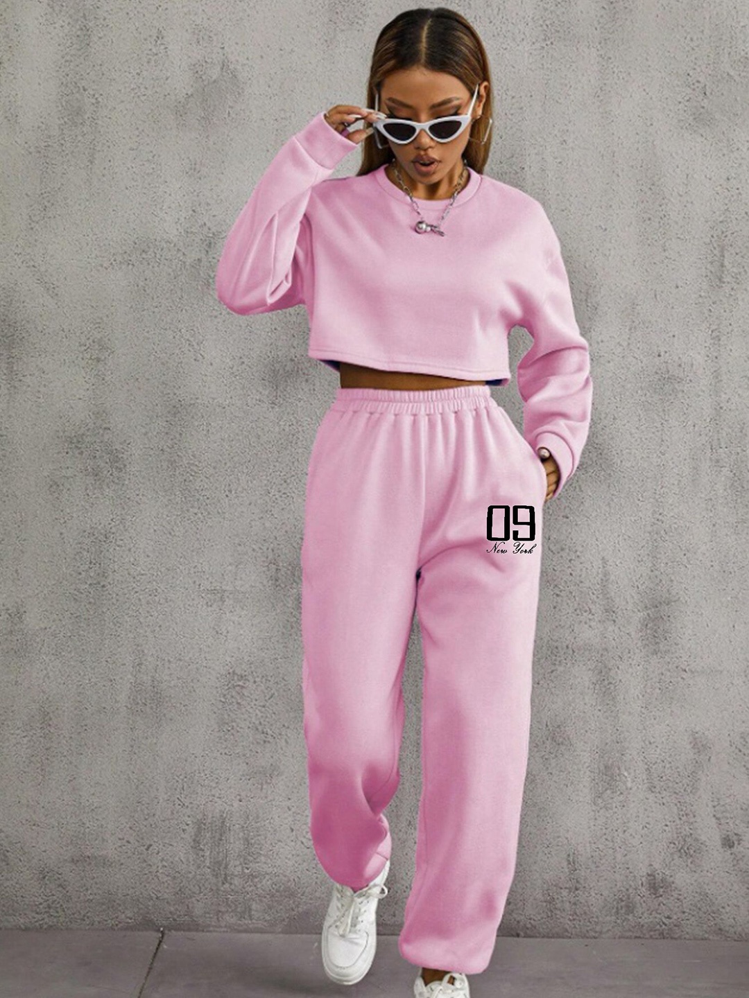 

SAAHASAM Women Printed Relaxed Loose Fit Joggers Trousers, Pink