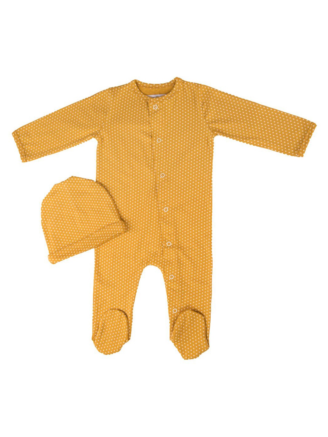 

Piccolo Piglet Kids Printed Cotton Socks Romper With Cap, Yellow