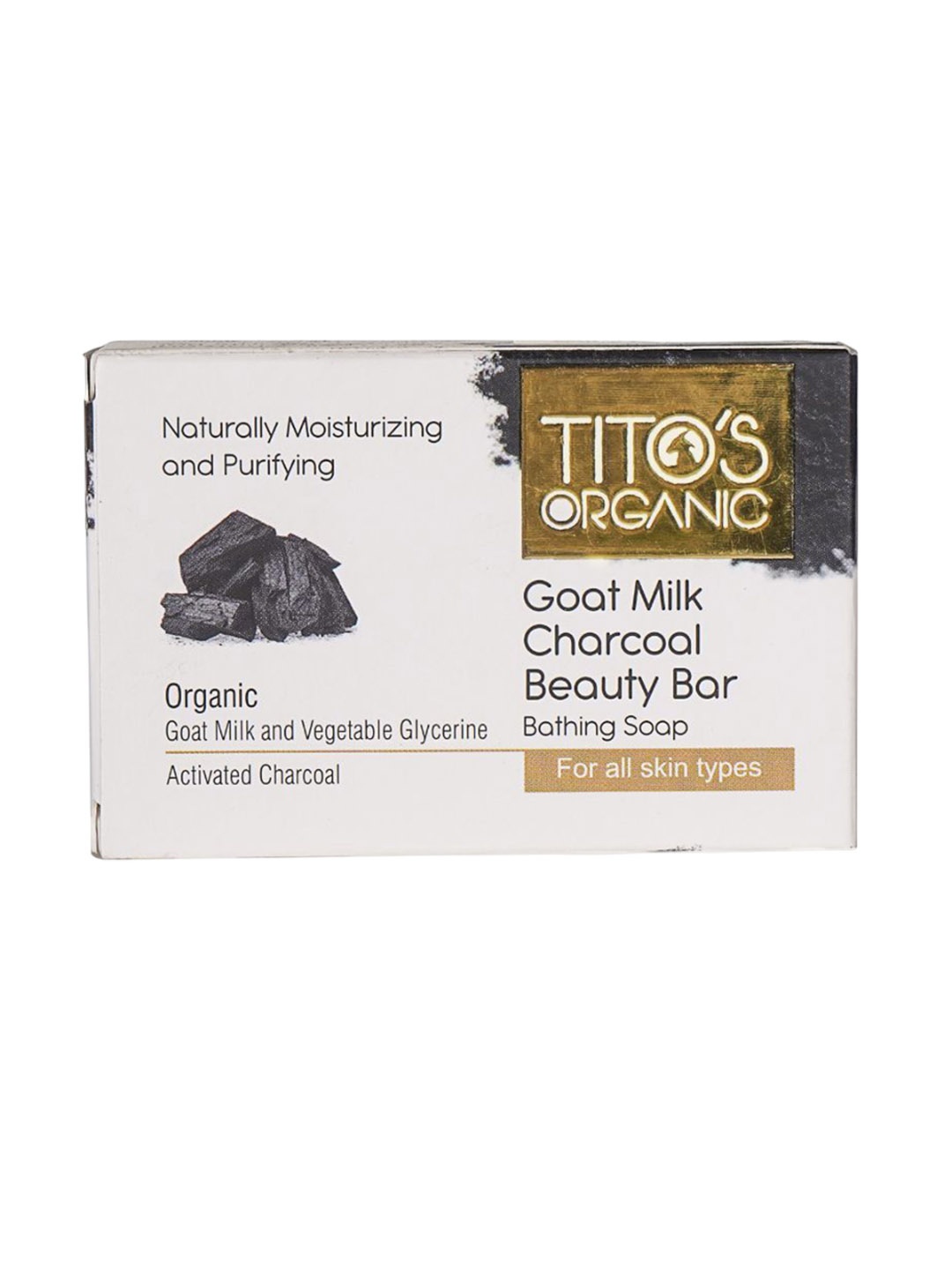 

TITO'S ORGANIC Goat Milk Charcoal Beauty Bar Bathing Soap - 100 g, Black