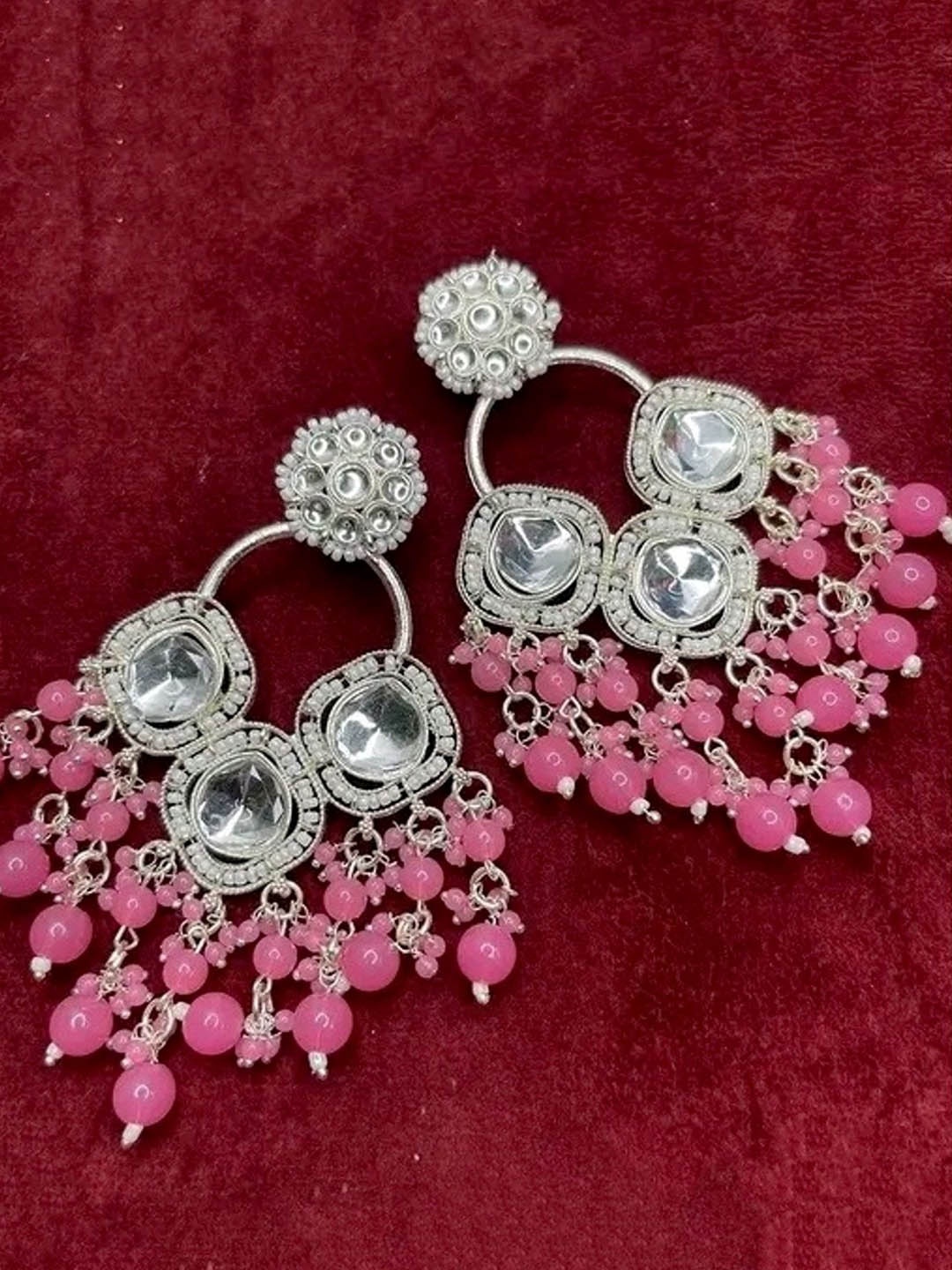 

TANLOOMS Floral Chandbalis Earrings, Pink