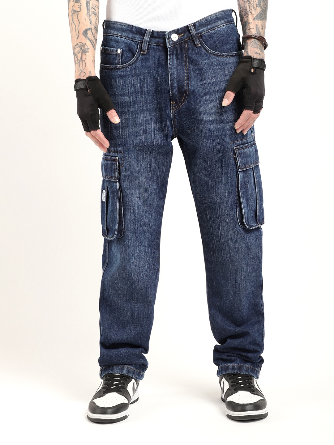 

JIMMY & JORDAN Men Cargo Styles Light Fade Jeans, Blue