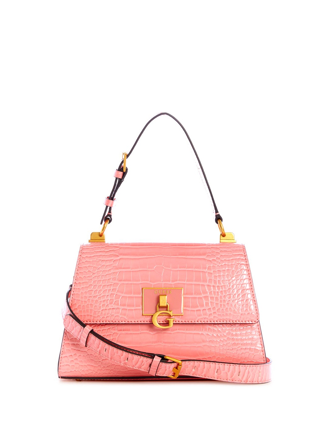 

GUESS Textured PU Structured Satchel, Coral