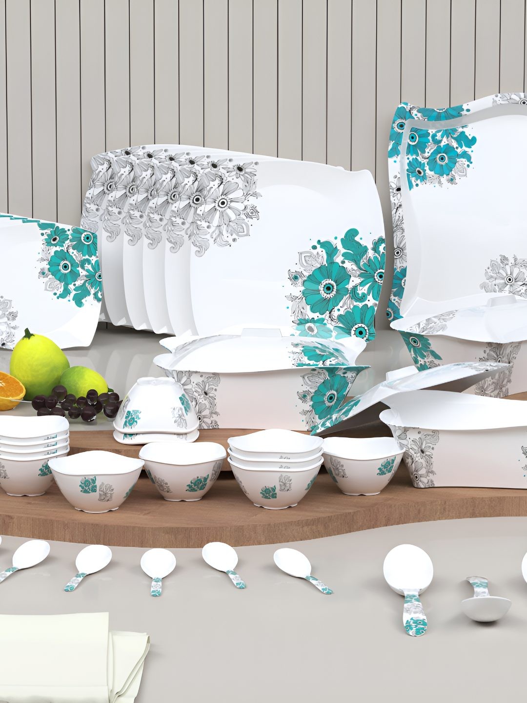 

Castleite Marvella White 40 Pieces Floral Printed Melamine Dishwasher Safe Dinner Set