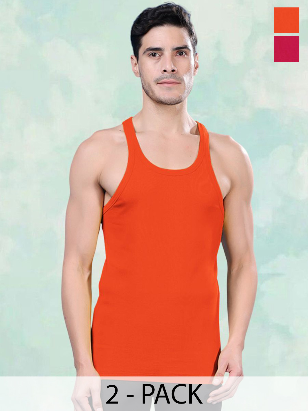 

FBAR Pack Of 2 Cotton Gym Innerwear Vests FBCA-07-08, Pink