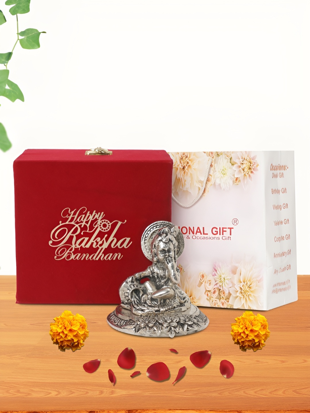 

INTERNATIONAL GIFT Silver-Toned Laddu Gopal Religious Idol Showpiece