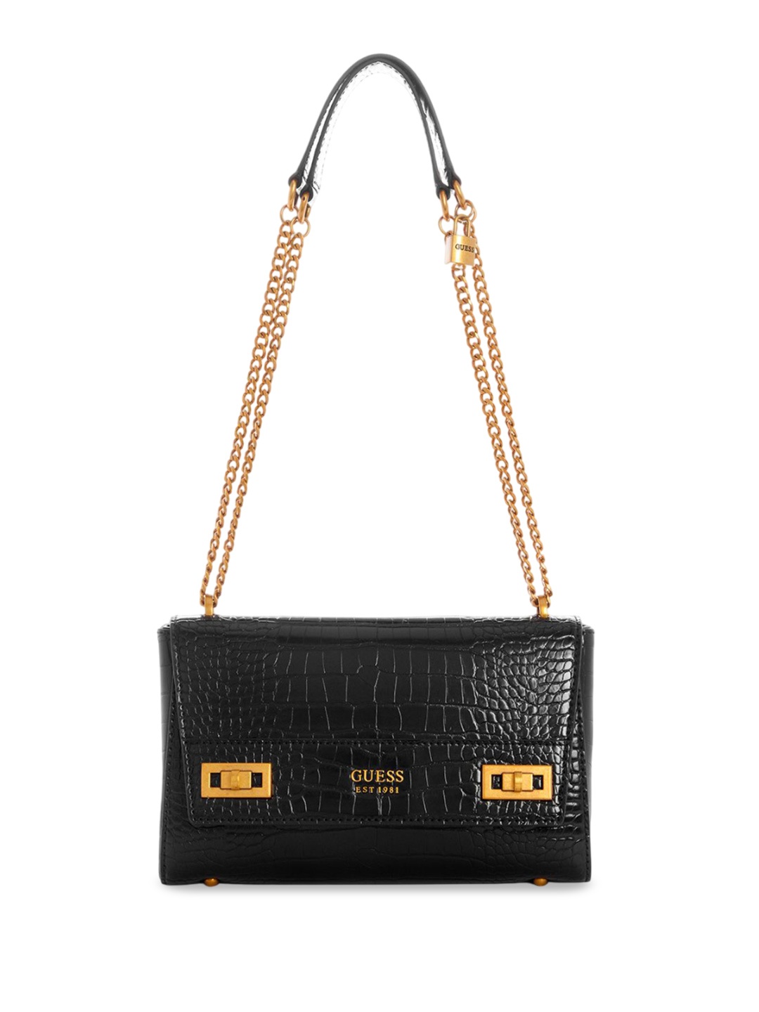 

GUESS Textured PU Structured Shoulder Bag, Black