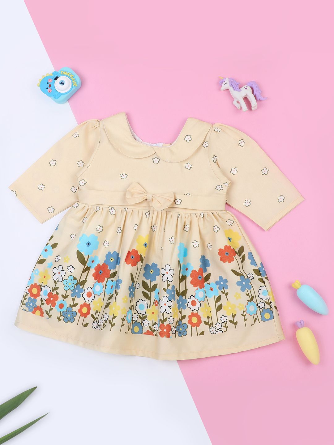 

Macwin Girls Floral Print Fit & Flare Dress, Cream