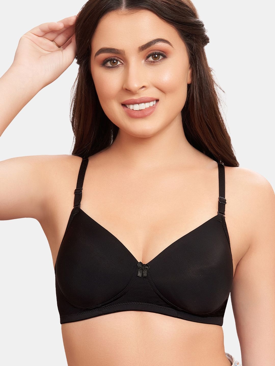 

SKDREAMS Women T-shirt Full Coverage Heavily Padded Bra, Black