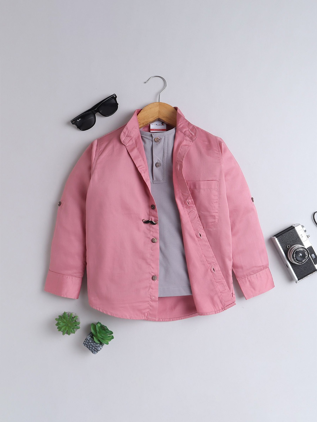 

BAATCHEET Boys Opaque Party Shirt, Pink