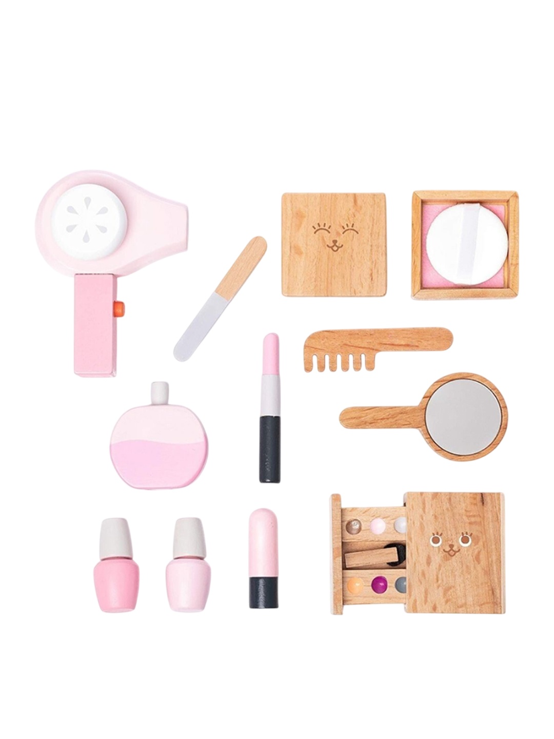 

Nesta Toys Wooden Makeup Toy Girls Beauty Salon Playset 12 Pcs, Brown
