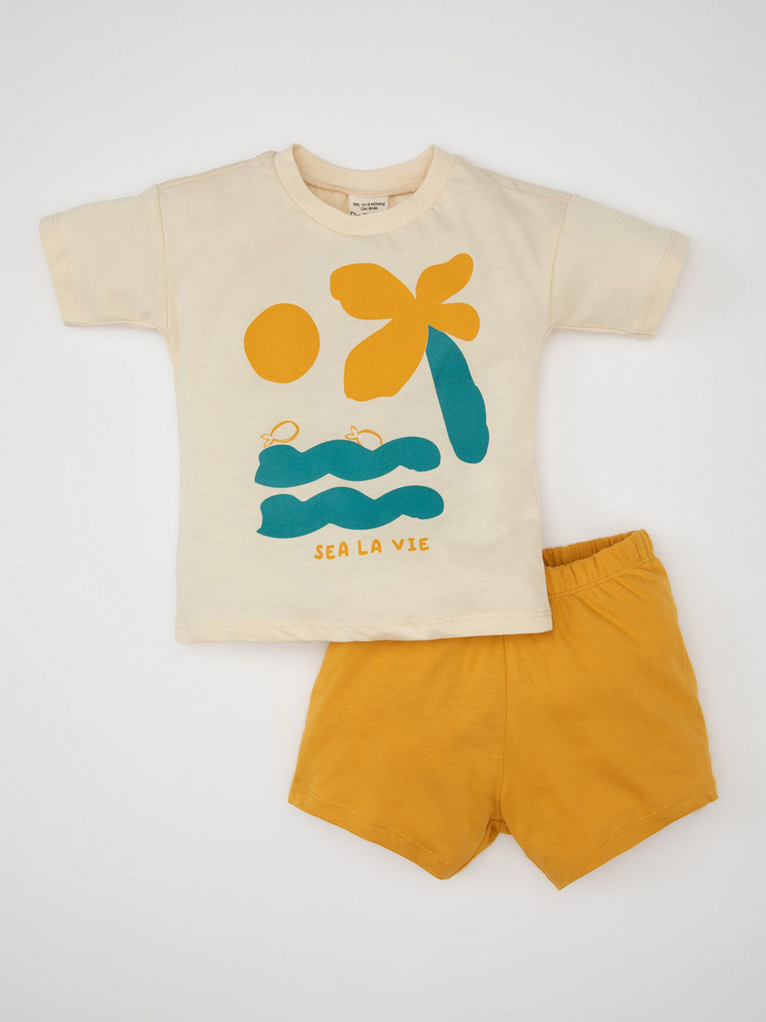 

DeFacto Boys Printed T-shirt with Shorts, Cream
