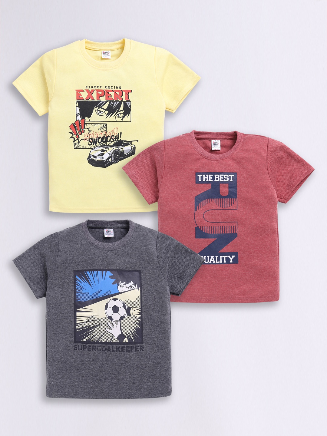 

Here&Now X Game Begins Boys Set of 3 Assorted Printed T-shirts