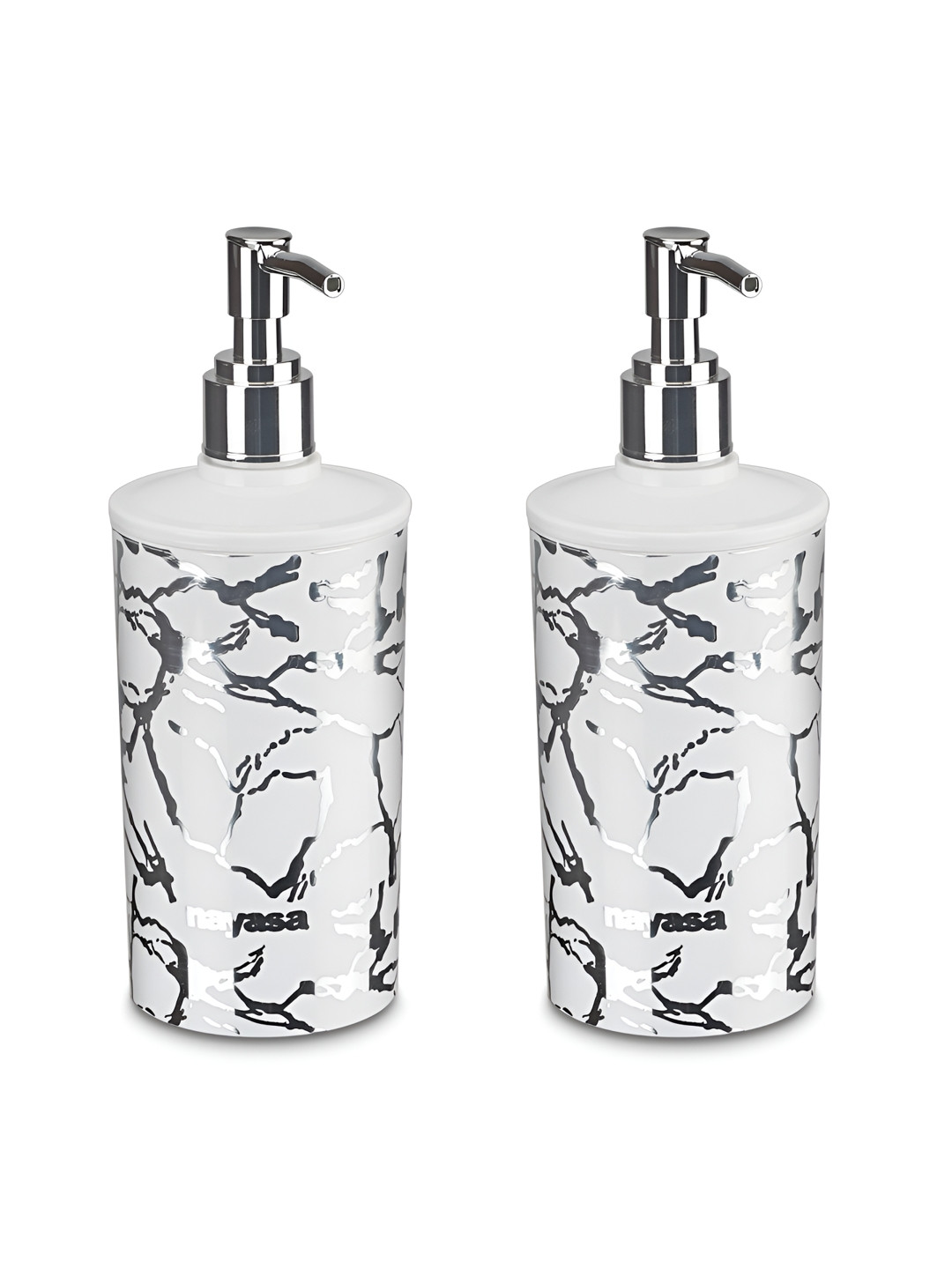 

Nayasa Stylo Set of 2 White & Silver-Toned Soap Dispenser & Handwash Dispenser with Pump