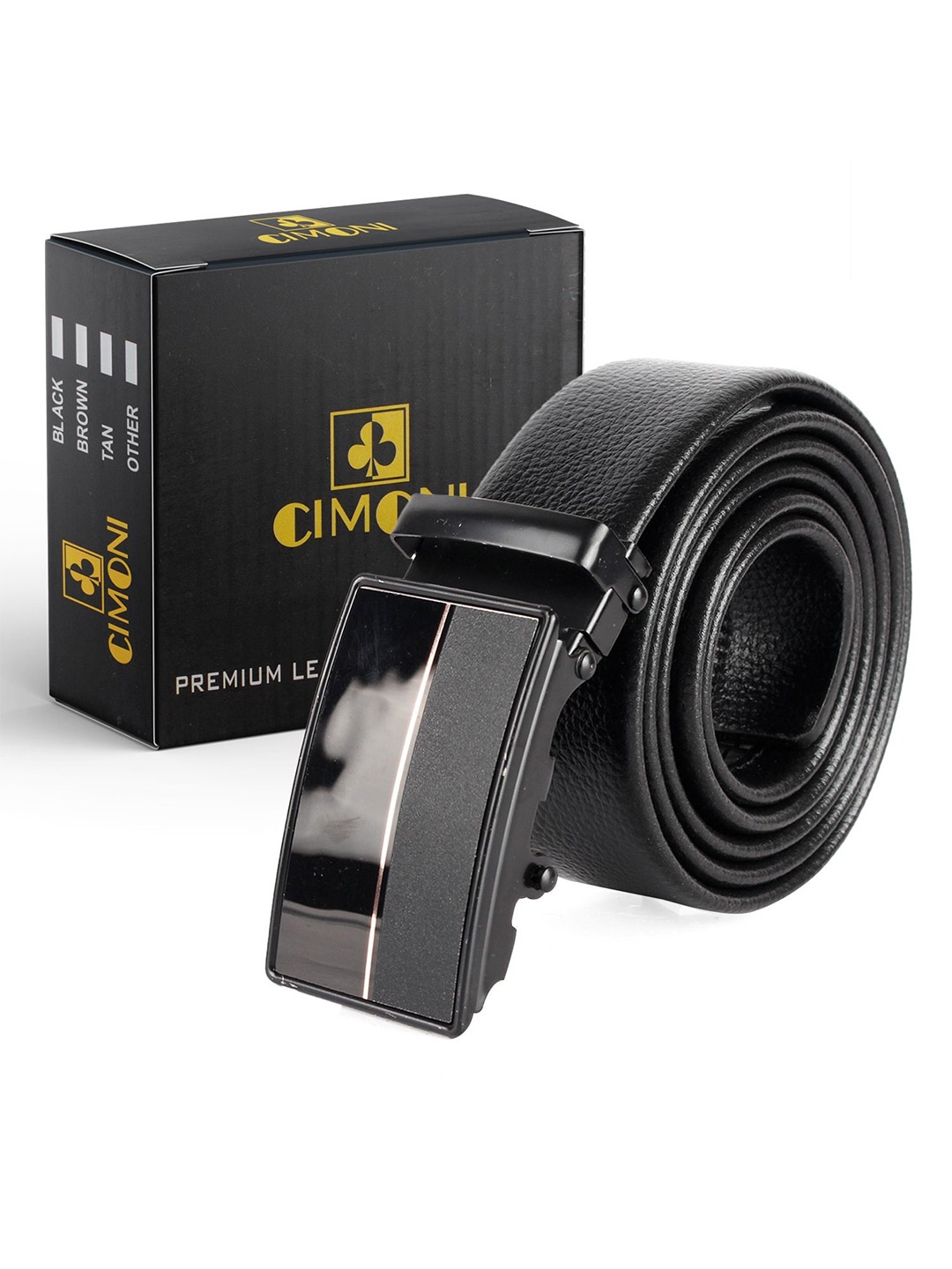 

CIMONI Men Slider Buckle Formal Belt, Black