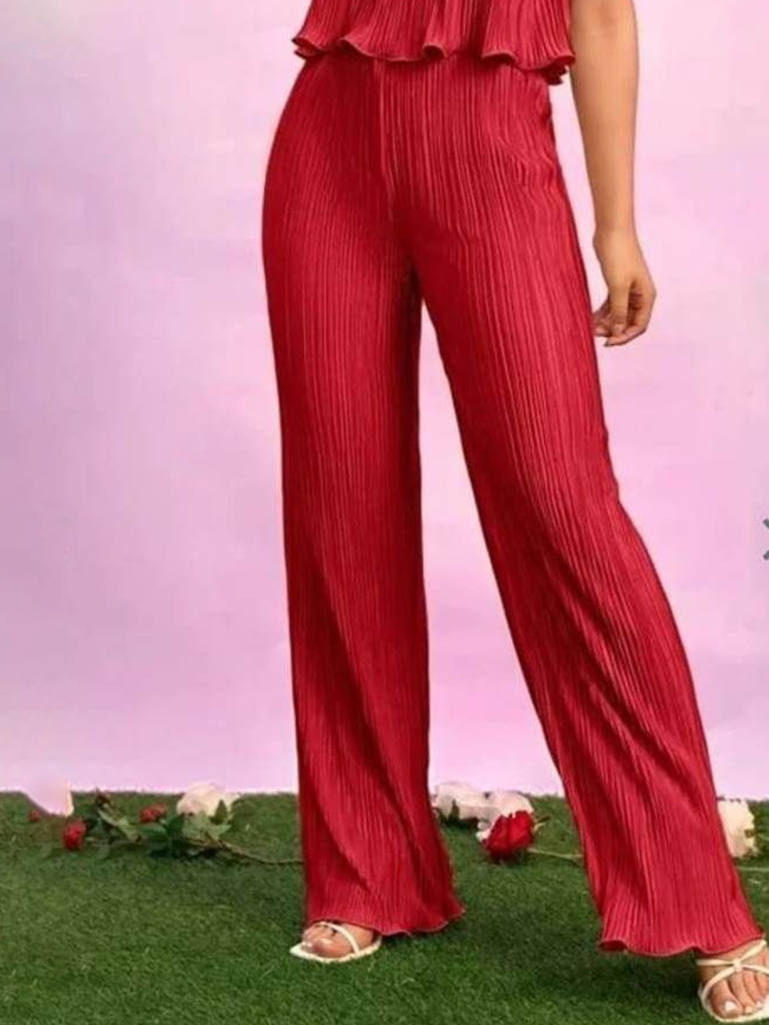 

CORSICA Women Regular Fit Mid-Rise Parallel Trouser, Red