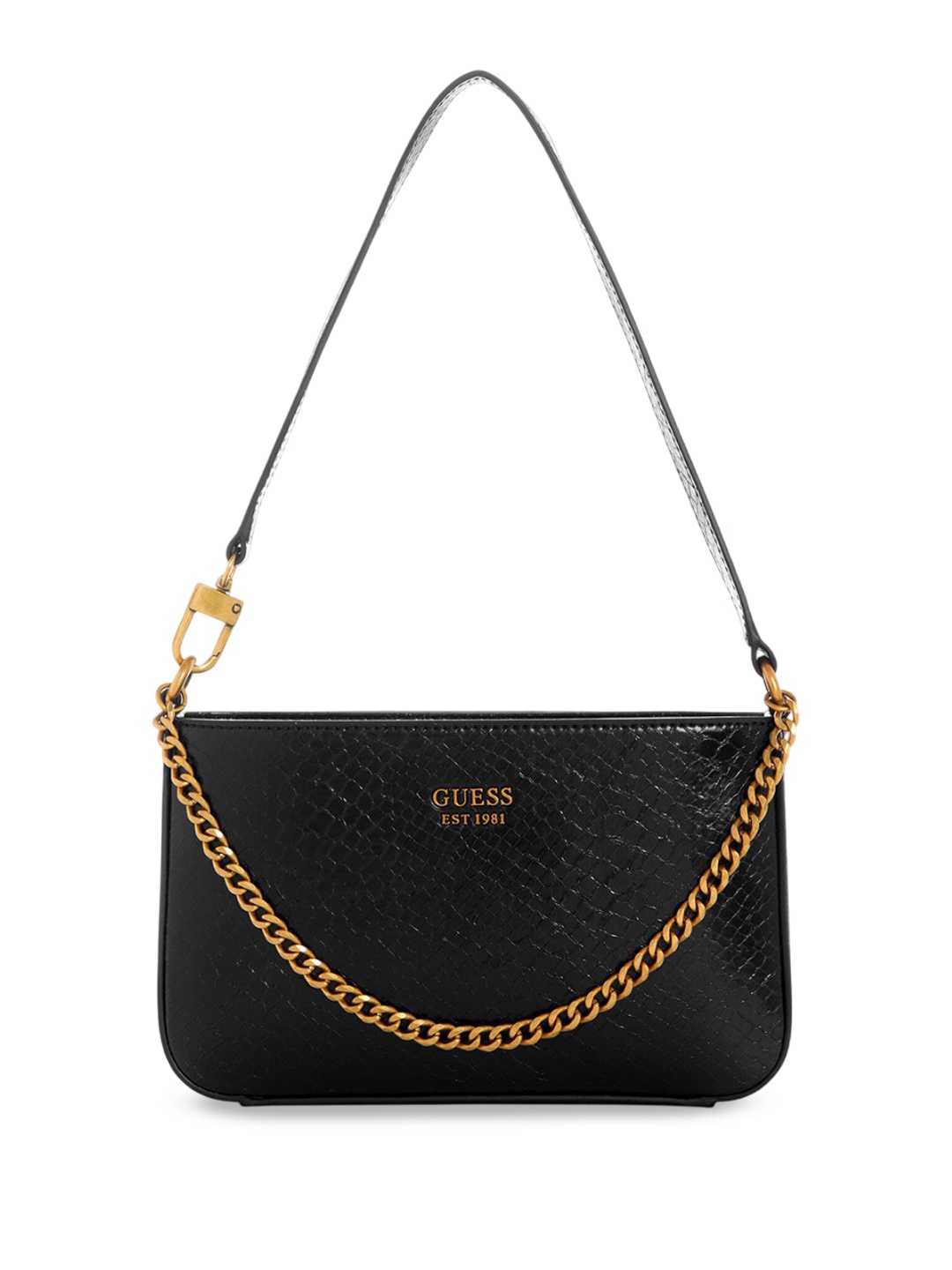 

GUESS Textured PU Structured Shoulder Bag, Black