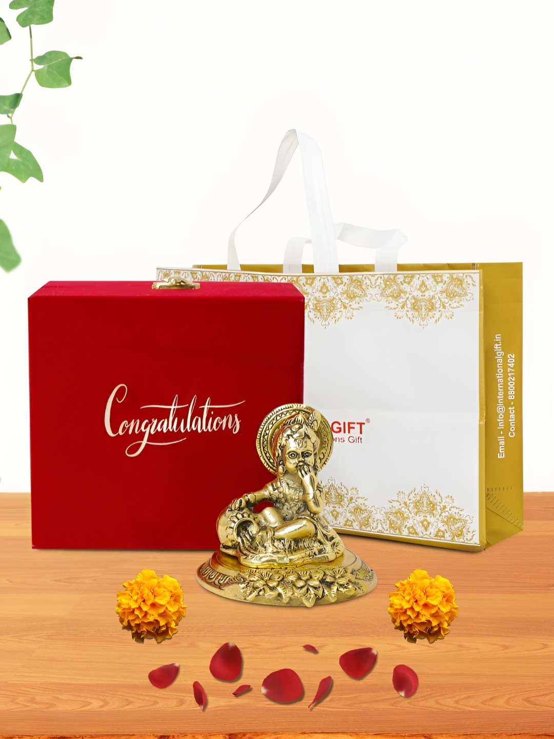 

INTERNATIONAL GIFT Gold-Toned Laddu Gopal Religious Idol Showpiece