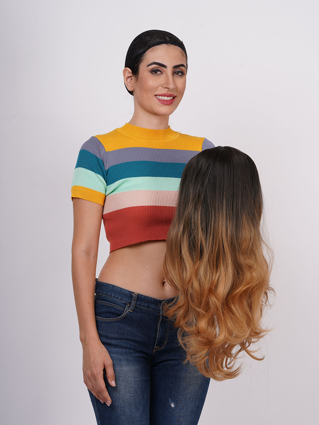 

vister Full Head Wavy Hair Extension - Black & Brown - 28 Inch