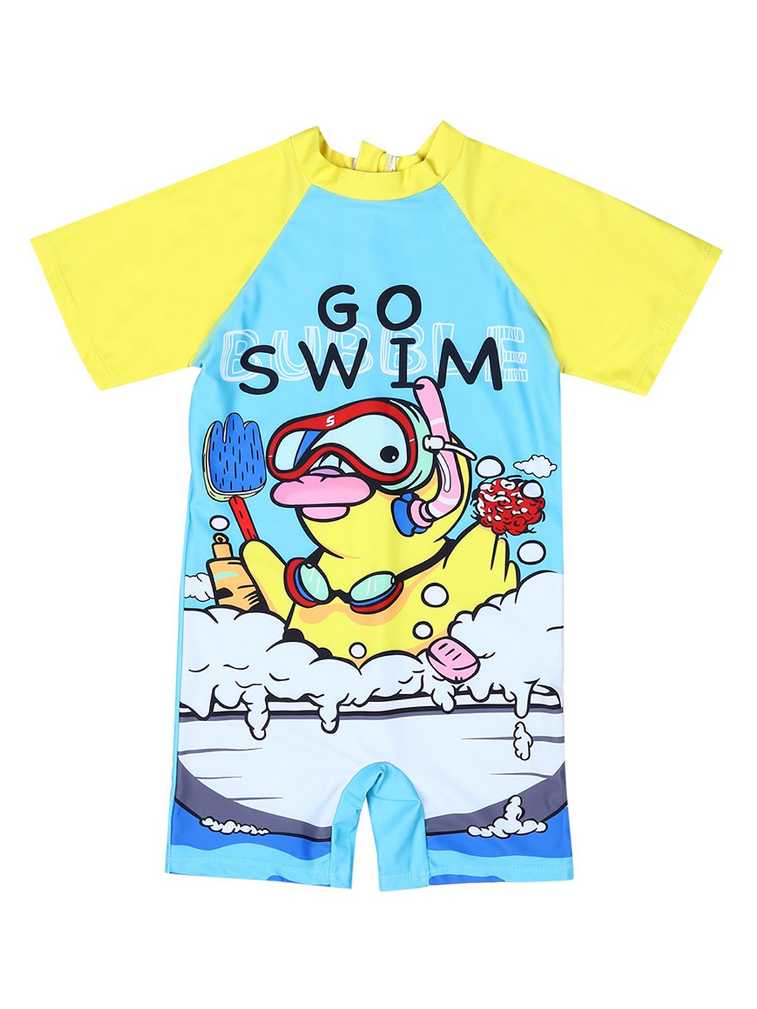 

SHIFTER Kids Printed High Neck Swimsuit, Yellow
