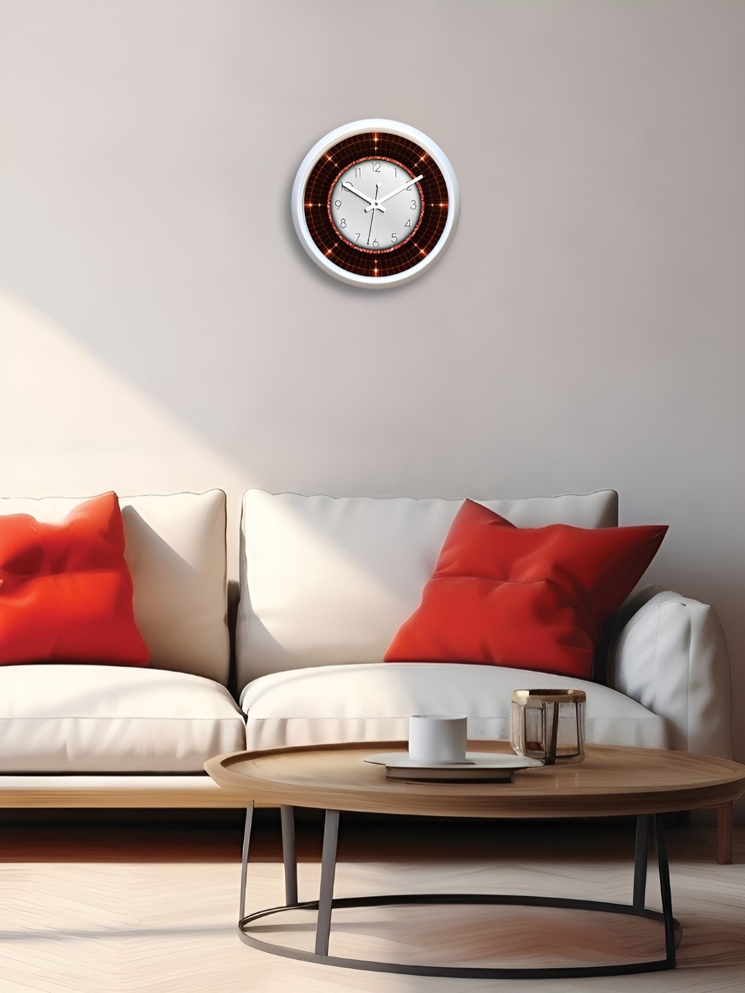 

Aura White & Red Contemporary Wall Clock
