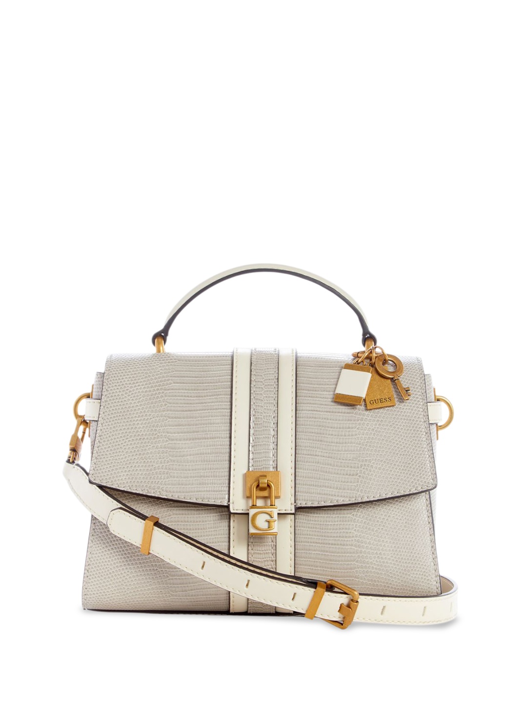 

GUESS Textured PU Structured Satchel, Taupe