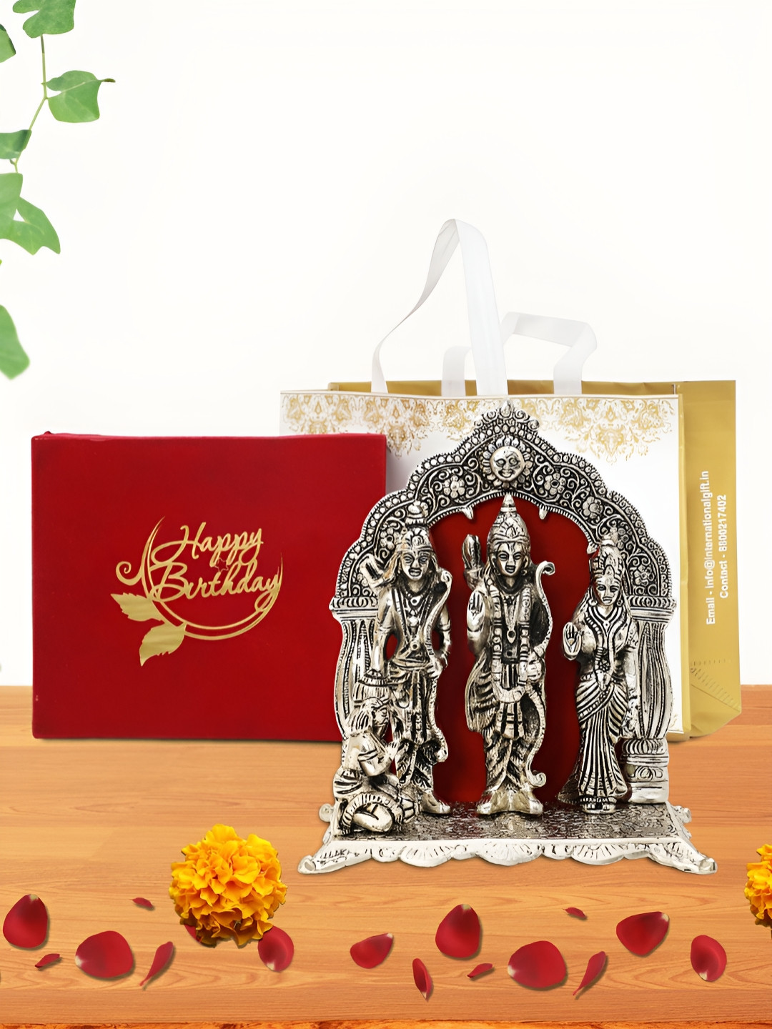 

INTERNATIONAL GIFT Silver-Toned Ram Darbar Religious Idol Showpiece