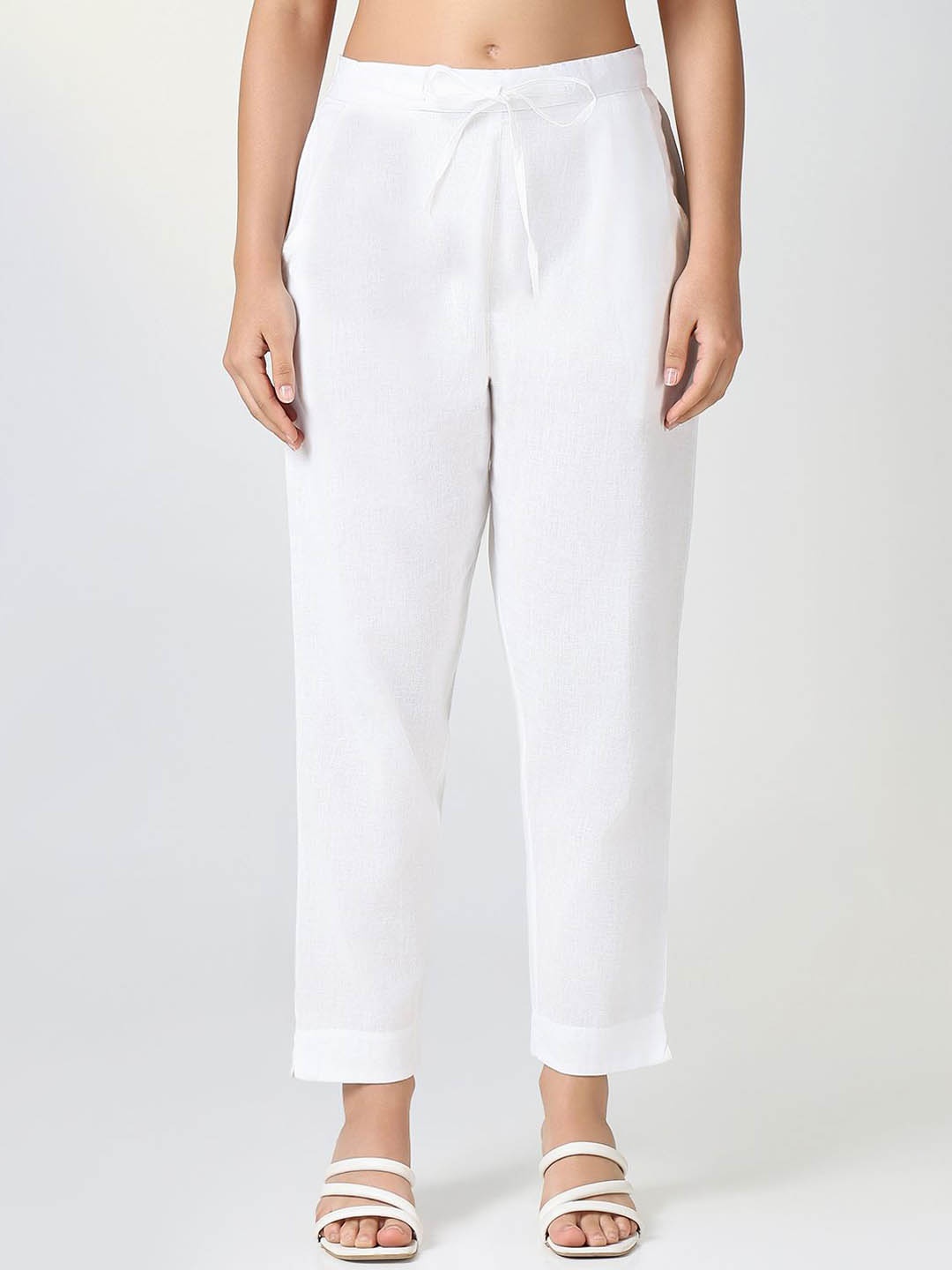 

SHOWOFF Women Custom Slim Fit Pleated Trousers, White