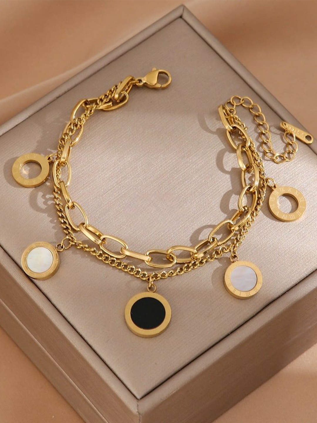 

Zabby Allen Roman Stainless Steel Gold-Plated Bracelet With Charms