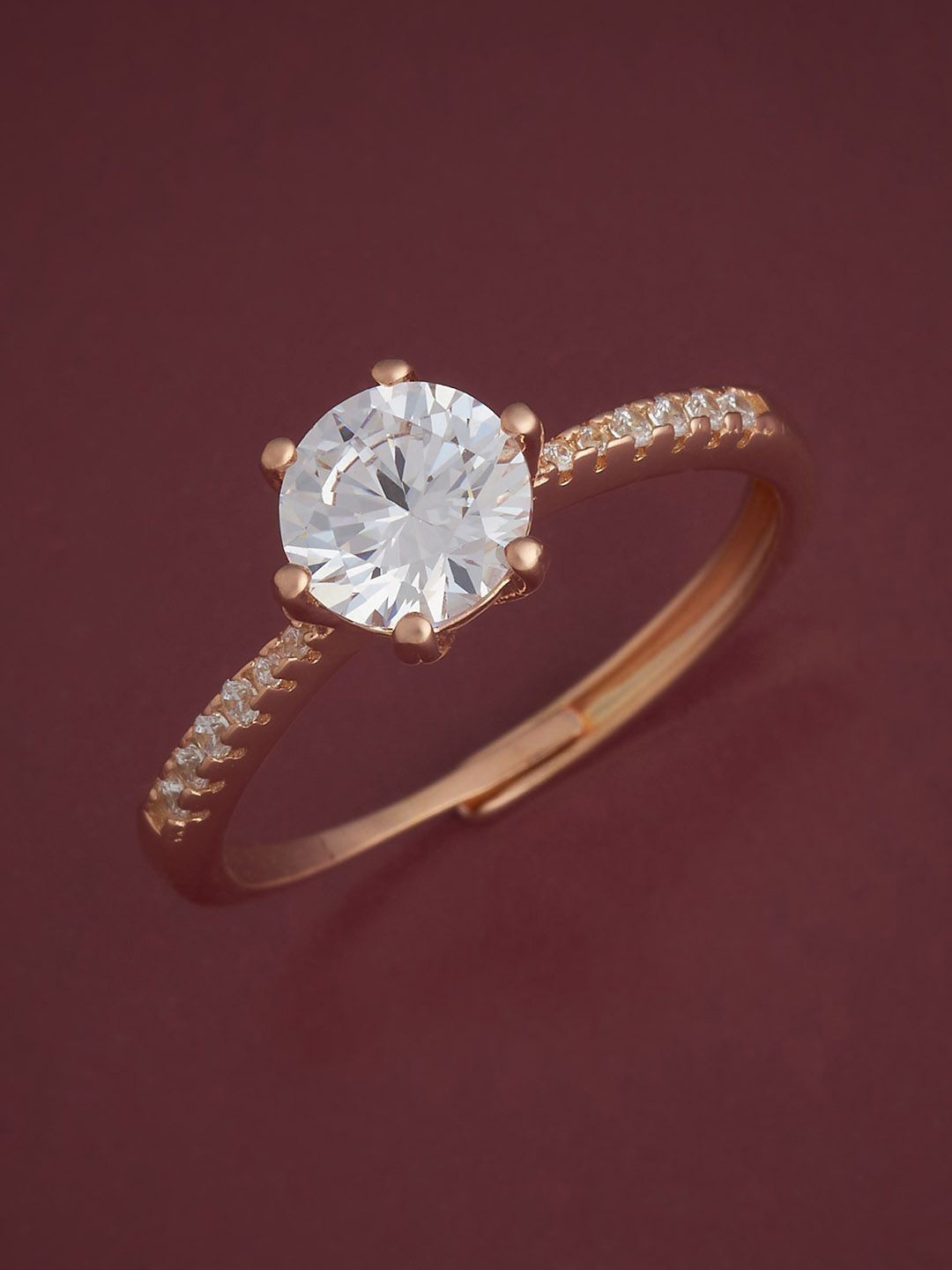 

Kushal's Fashion Jewellery 92.5 Sterling Silver Rose Gold-Plated CZ Finger Ring