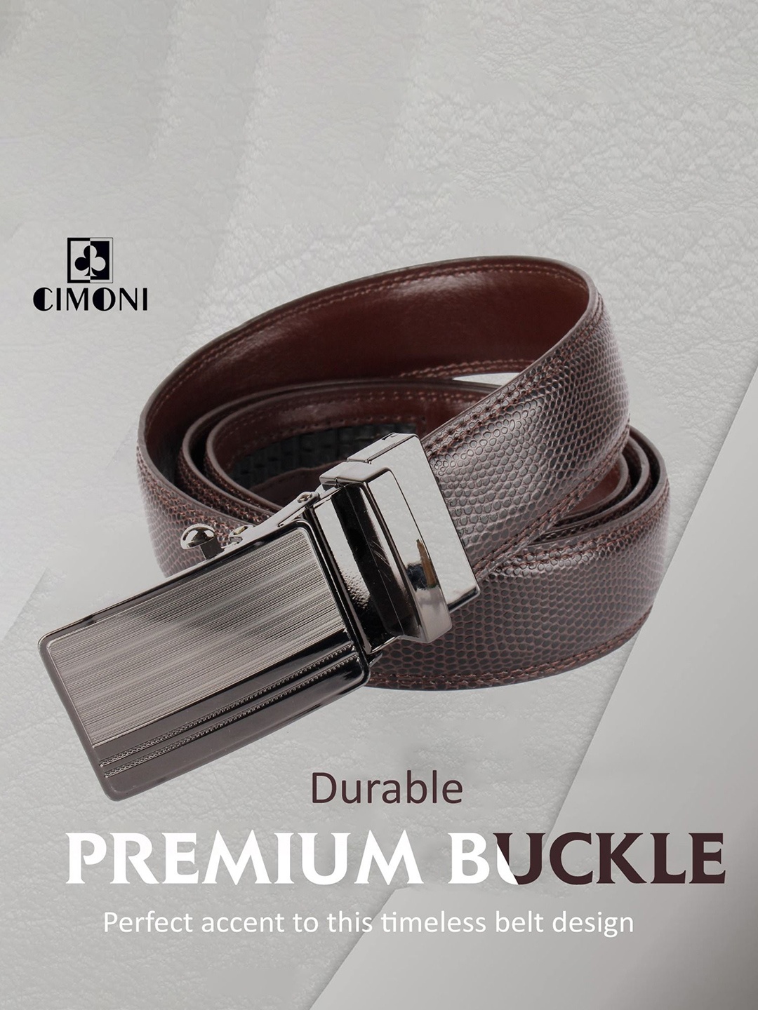 

CIMONI Men Autolock Textured Formal Belt, Brown