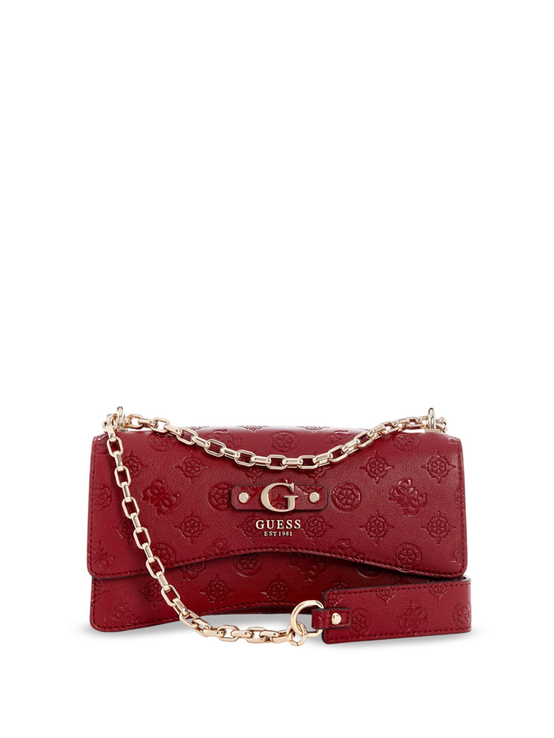 

GUESS Printed PU Structured Shoulder Bag, Red