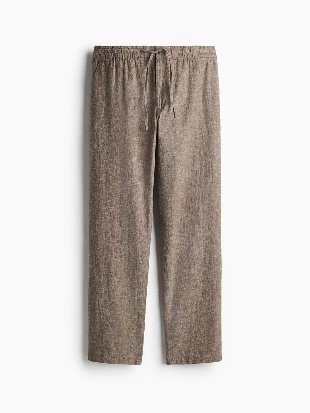 

H&M Regular Fit Linen-Blend Trousers, Beige