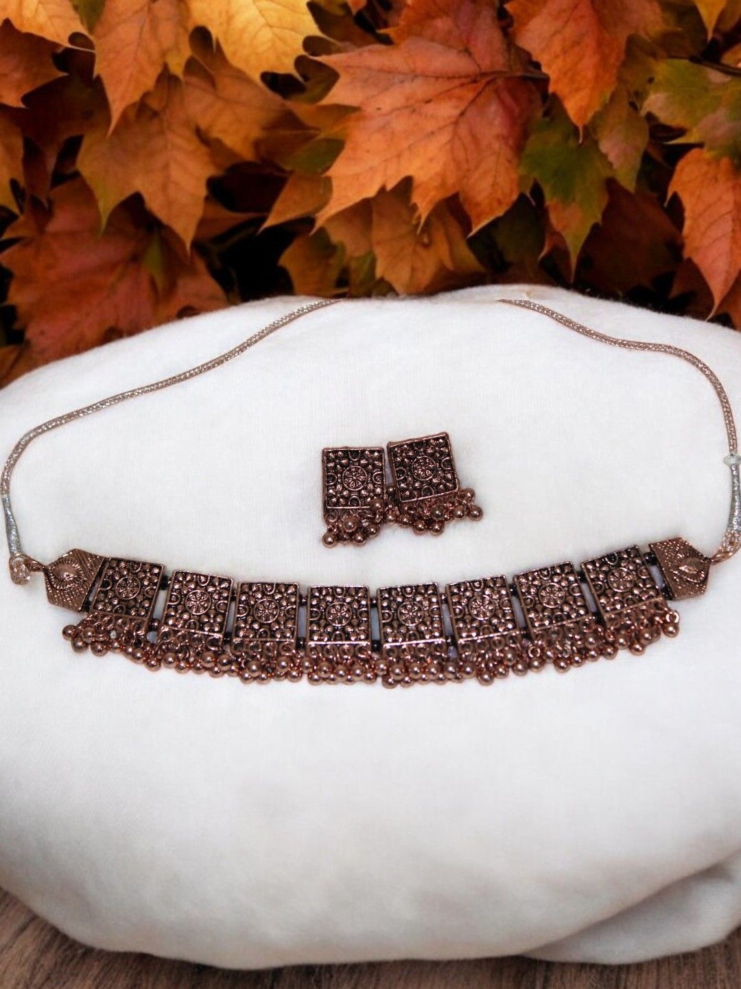 

Jolly Faces Copper-Plated Necklace And Earrings