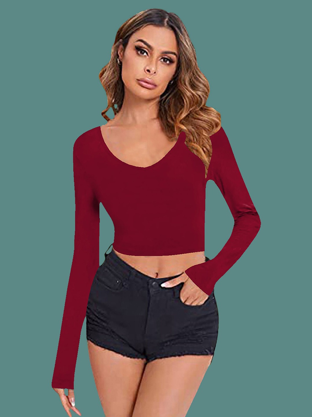 

Dream Beauty Fashion Women Fitted Crop Top, Maroon