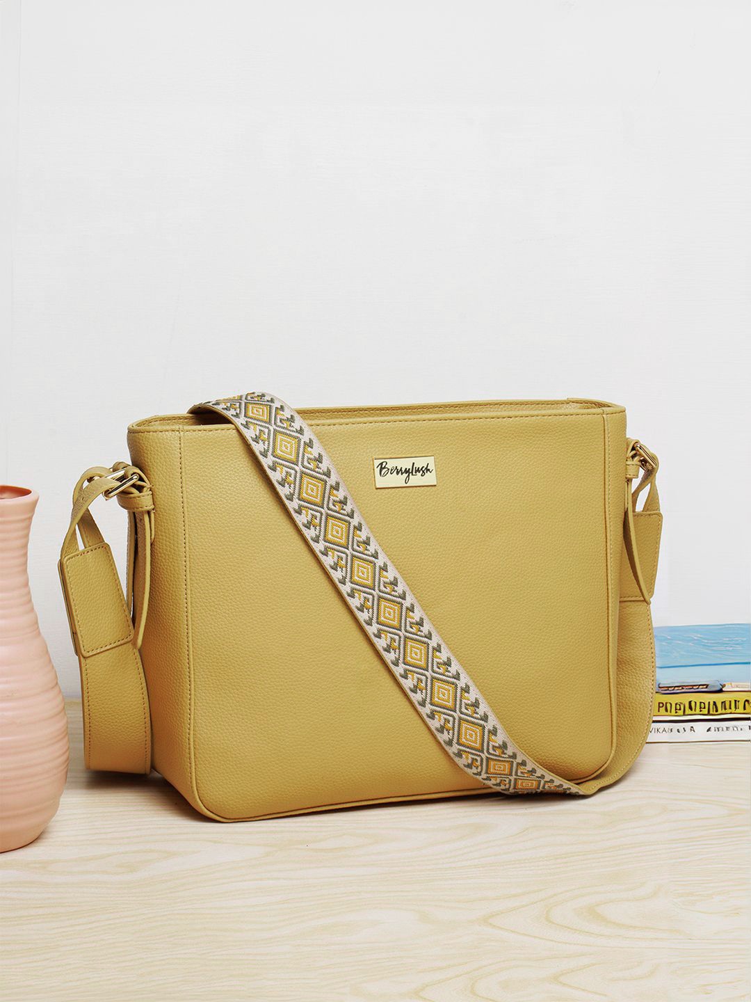 

Berrylush Women Solid Crossbody Leather Sling Bag, Yellow