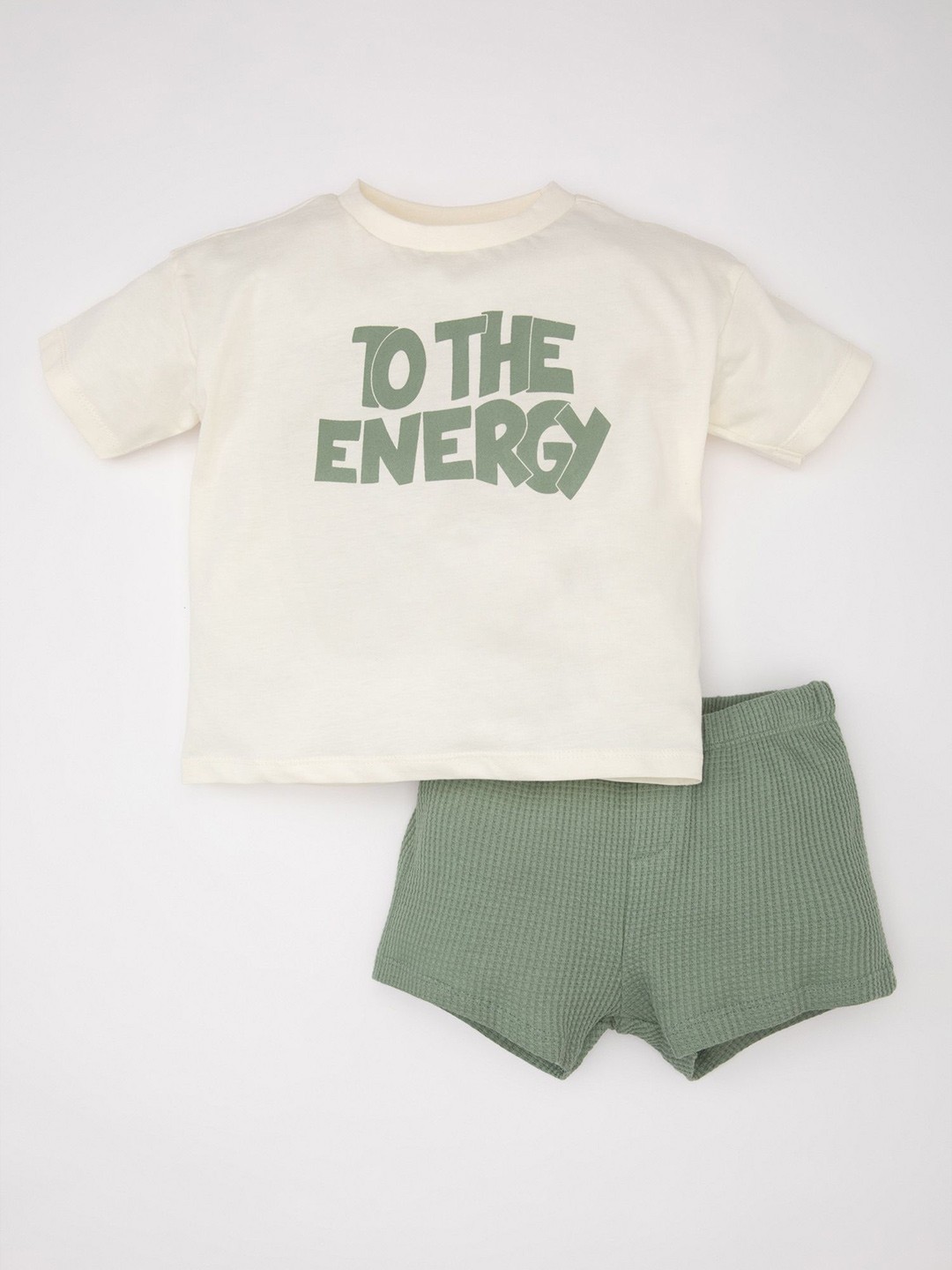 

DeFacto Boys Printed Pure Cotton T-Shirt With Shorts, White